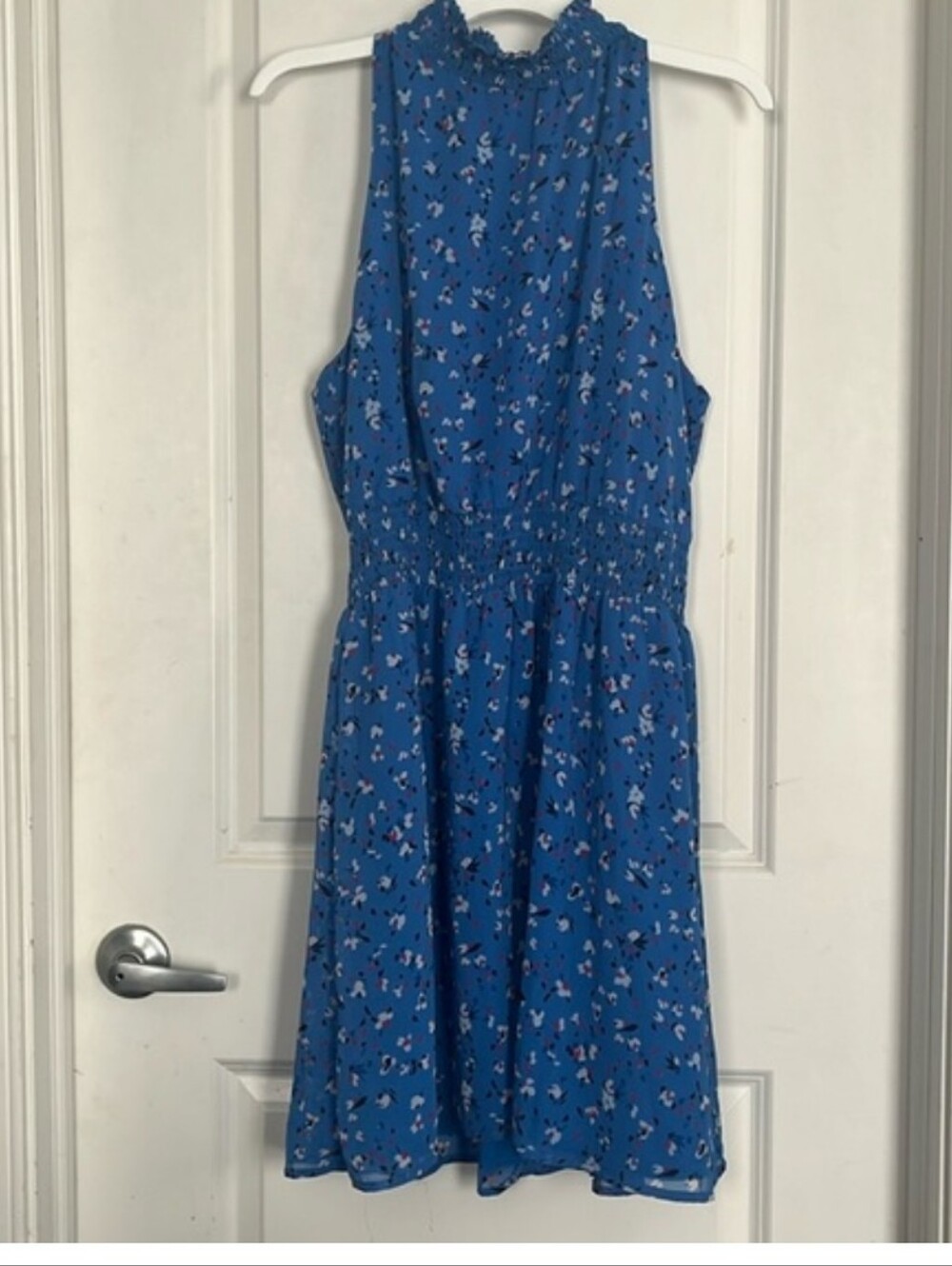 Blue Floral Halter Dress
